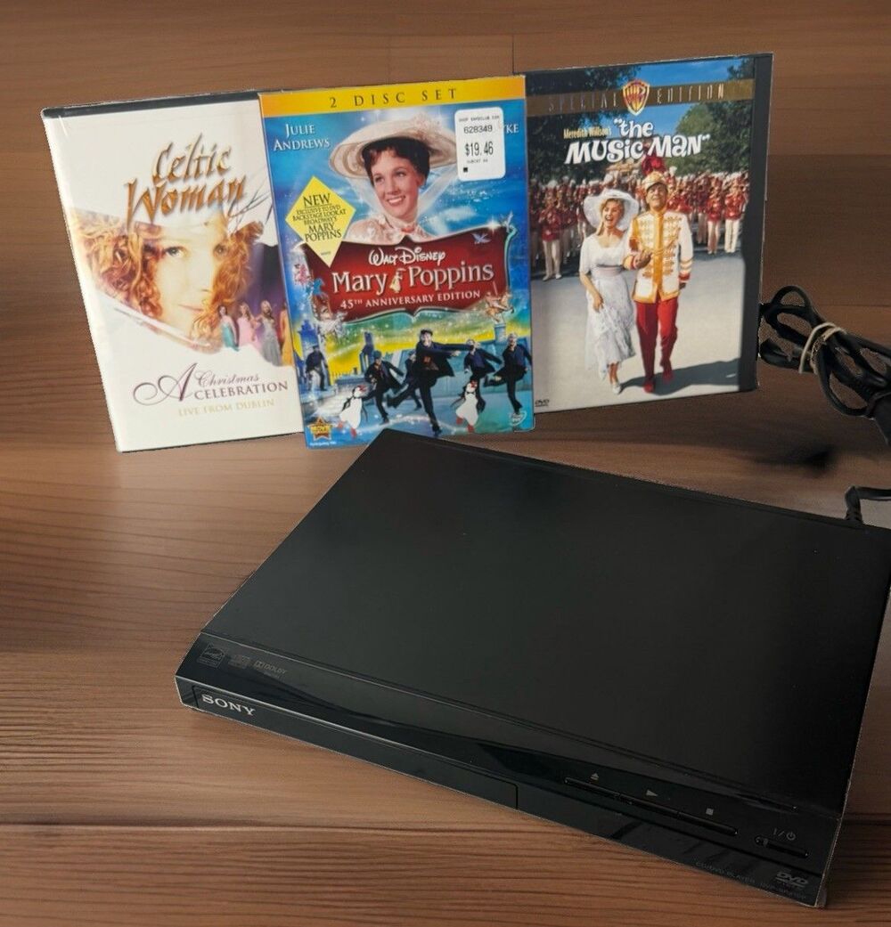 Sony DVP SR210P Progressive Scan DVD CD Player Bundle With 3 Classic Movies